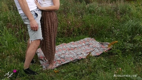 Naughty Outdoor Picnic Ends for Amateur Couple with Blowjob and Sex - Alisa Lovely