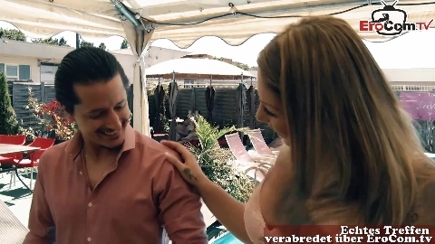 german big tits model seduces guy at party