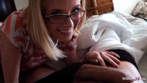 Big Saggy Tits Nerd Girlfriend with Glasses at Real Privat Amateur Sextape